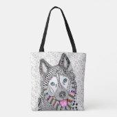 KHS Schattigee en kleurrijke Siberische Husky Canv Tote Bag (Achterkant)