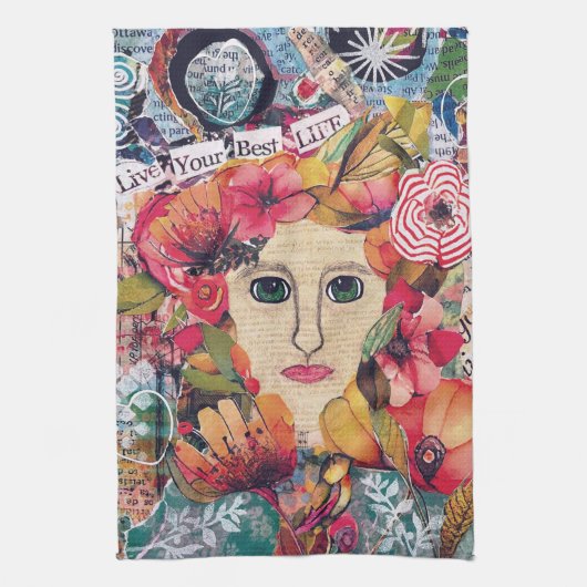 KHS Vrouwen Mixed Media Inspirerende Kunst Theedoek (Verticaal)
