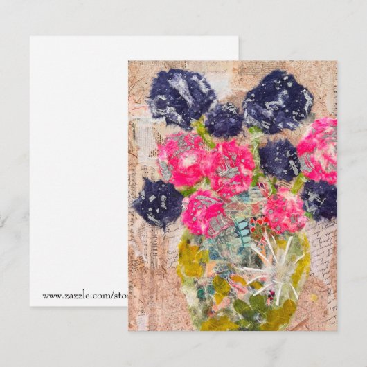 KHS Whimsical Floral Paper Collage Mixed Bedankkaart (Voorkant / Achterkant)