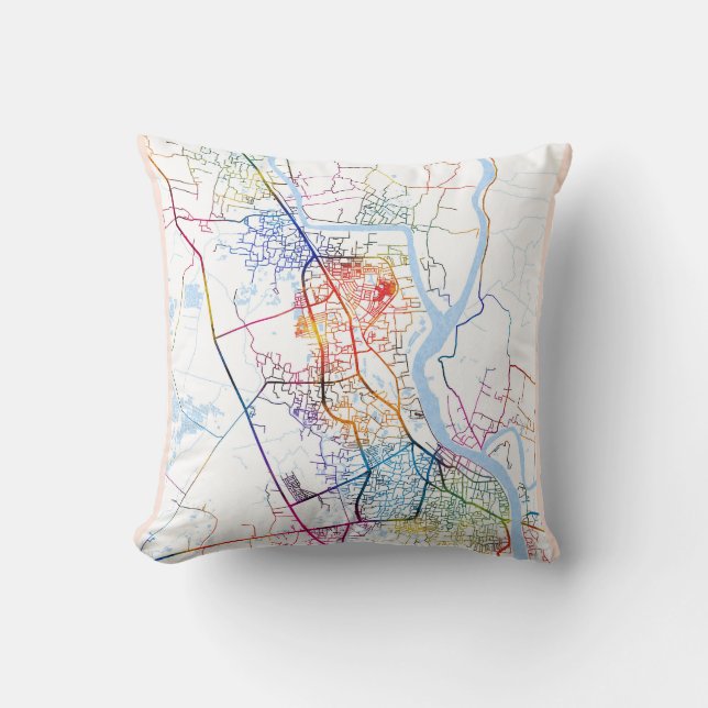 Khulna Bangladesh City Map Kussen (Voorkant)