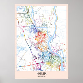 Khulna Bangladesh Stadkaart Poster