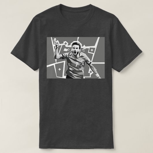 Khvicha Kvaratskhelia in grijswaarden T-shirt (Design voorkant)