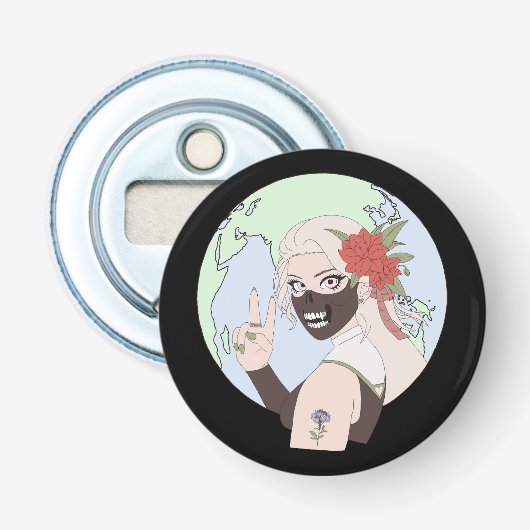 Ki 3 (aarde) button flesopener (Voorkant)