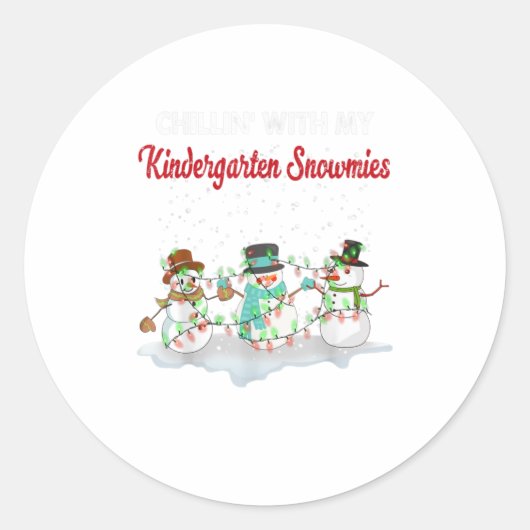 Ki Chillin' met mijn Kindergarten Snowmie Ronde Sticker (Voorkant)