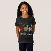 Ki Schattige Llama Kerst Pyjama Leopard Plaid Prin T-shirt (Voorkant volledig)