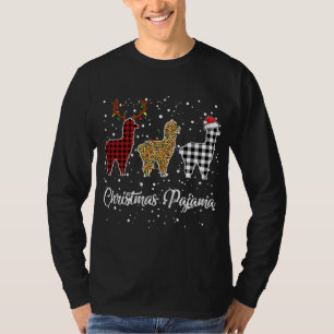 Ki Schattige Llama Kerst Pyjama Leopard Plaid Prin T-shirt