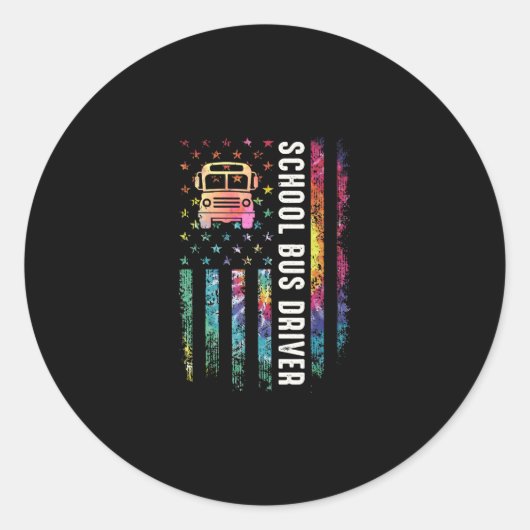 ki tie dye vs vlag schoolbuscadeau terug ronde sticker (Voorkant)