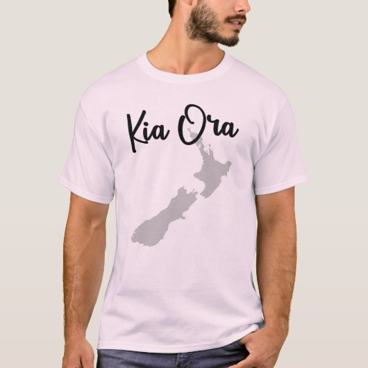Kia Ora - kaart van Nieuw-Zeeland T-shirt (Voorkant)