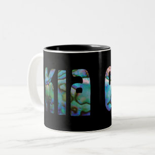 KIA ORA KIWI GREETING PAUA TWEEKLEURIGE KOFFIEMOK