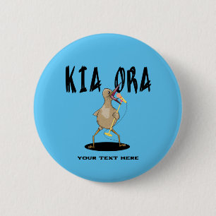 Kia ora Kiwi Maori Groet Ronde Button 5,7 Cm