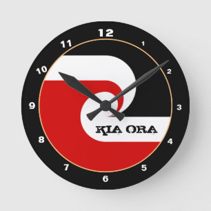 Kia Ora & Maori Flag Nieuw-Zeelandse mode/sport Ronde Klok