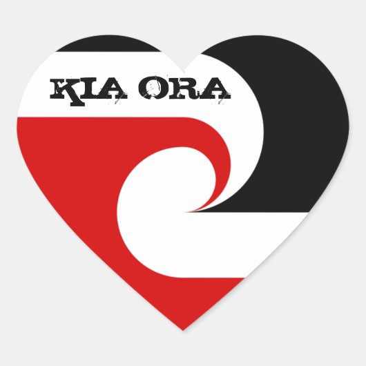 Kia Ora & Maori-vlag, Nieuw-Zeeland / sport, rugby Hart Sticker (Voorkant)