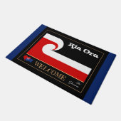 Kia Ora & Maori Wave Flag huis mat, rugby NZ / blu Deurmat (Schuin)
