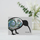 KIA ORA NZ KIWI BLACK PAUA FERN KORU NEW ZEALAND BRIEFKAART (Staand voorkant)