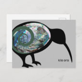 KIA ORA NZ KIWI BLACK PAUA FERN KORU NEW ZEALAND BRIEFKAART (Voorkant / Achterkant)
