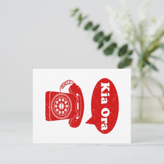 Kia Ora Te Reo Maori Language Retro Telefoon Briefkaart (Staand voorkant)