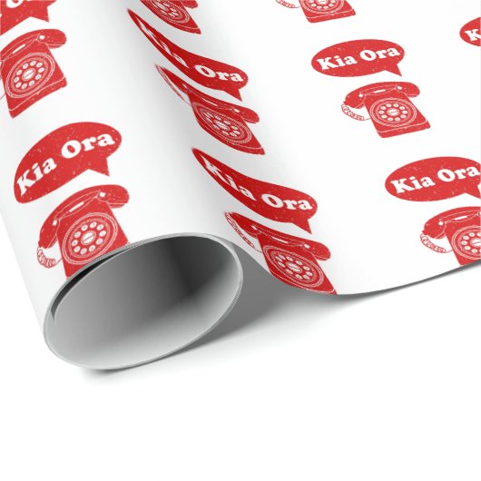 Kia Ora Te Reo Maori Language Retro Telefoon Cadeaupapier (Rol Hoek)