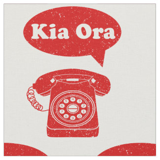 Kia Ora Te Reo Maori Language Retro Telefoon Stof