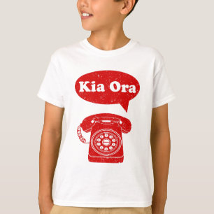 Kia Ora Te Reo Maori Language Retro Telefoon T-shirt