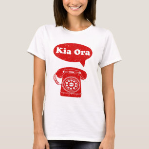 Kia Ora Te Reo Maori Language Retro Telefoon T-shirt