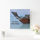 Kia Orana Polynesië Beach en Vaka Boat Vierkante Klok (Huis)