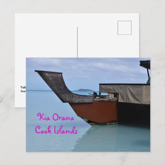 Kia Orana Polynesisch Strand en Vaka Briefkaart (Voorkant / Achterkant)