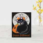 Kiara Toon Kat Black Cat Moon & Tree Kaart (Gele Bloem)