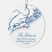 Kiawah Island kaart bruiloft foto kerst Keramisch Ornament (Links)