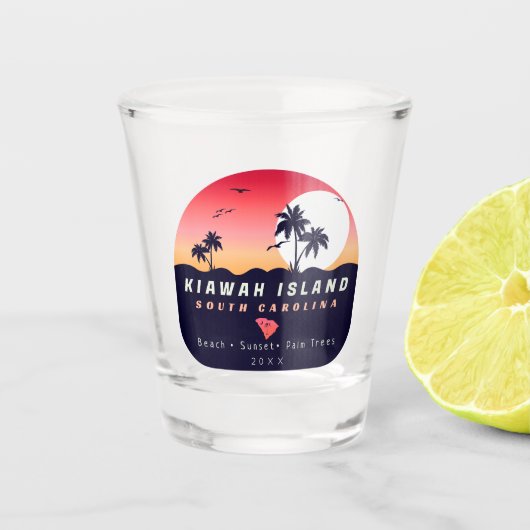 Kiawah Island Pier SC Retro Sunset Souvenirs 60s Shot Glas (Voorkant)