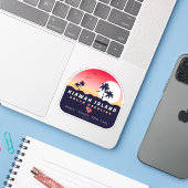 Kiawah Island Pier SC Retro Sunset Souvenirs 60s Sticker (Laptop met iPhone)