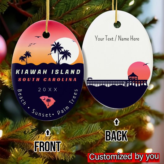 Kiawah Island Pier SC Retro Sunset Souvenirs 80s Keramisch Ornament