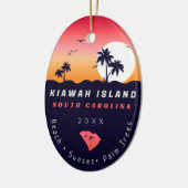 Kiawah Island Pier SC Retro Sunset Souvenirs 80s Keramisch Ornament (Links)
