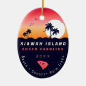 Kiawah Island Pier SC Retro Sunset Souvenirs 80s Keramisch Ornament (Voorkant)