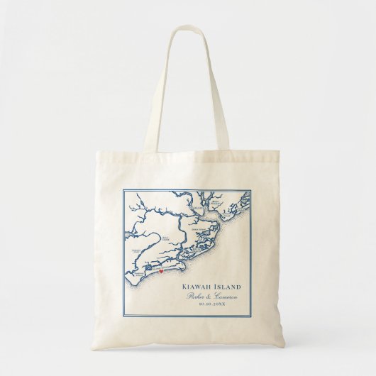 Kiawah Island SC Marine Blauwe Huwelijksgunst Welk Tote Bag (Voorkant)