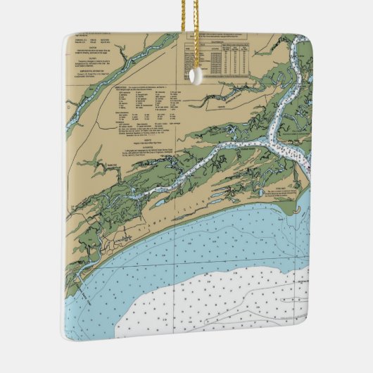 Kiawah Island South Carolina Chart Keramisch Ornament (Rechts)