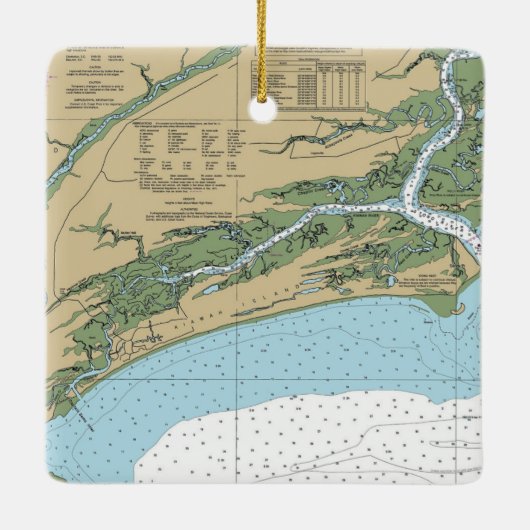 Kiawah Island South Carolina Chart Keramisch Ornament (Achterkant)