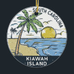 Kiawah Island South Carolina  Keramisch Ornament<br><div class="desc">Kiewah Island Beekje getekende illustratie met bergen en oceaangolven op de achtergrond. Ideaal voor iedereen die graag Kiawah Island Beach bezoekt.</div>