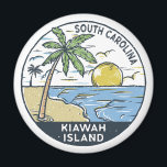 Kiawah Island South Carolina  Magneet<br><div class="desc">Kiewah Island Beekje getekende illustratie met bergen en oceaangolven op de achtergrond. Ideaal voor iedereen die graag Kiawah Island Beach bezoekt.</div>