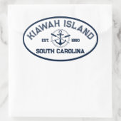 Kiawah Island South Carolina Navy Oars Anchor Ovale Sticker (Tas)