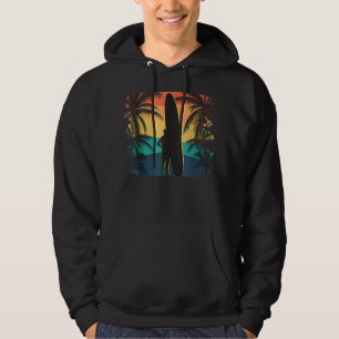 Kiawah Island South Carolina SC Palm Tree Surfboar Hoodie