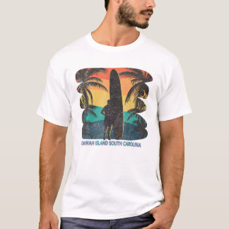 Kiawah Island South Carolina Sc Palm Tree Surfboar T-shirt