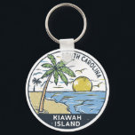 Kiawah Island South Carolina  Sleutelhanger<br><div class="desc">Kiewah Island Beekje getekende illustratie met bergen en oceaangolven op de achtergrond. Ideaal voor iedereen die graag Kiawah Island Beach bezoekt.</div>
