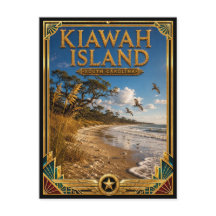 Kiawah Island South Carolina Vintage Art Deco Goud