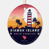 Kiawah Island vuurtoren SC Retro Sunset Souvenirs Keramisch Ornament (Links)