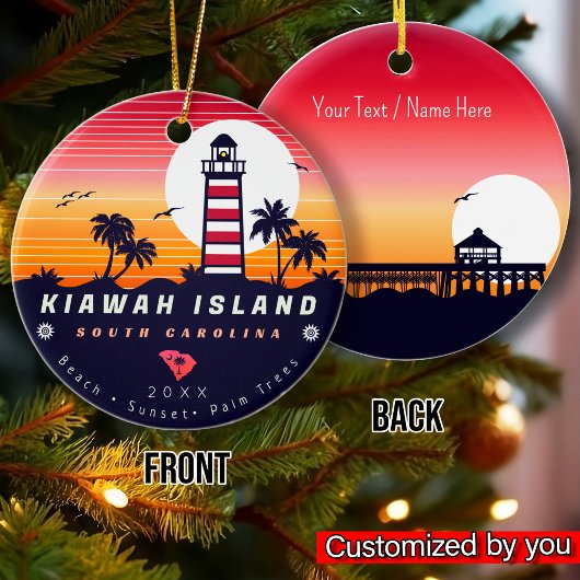 Kiawah Island vuurtoren SC Retro Sunset Souvenirs Keramisch Ornament