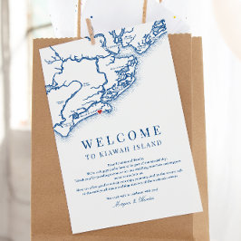 Kiawah Island Wedding Welkom op de route Navy Blue Bedankkaart