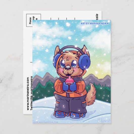 Kiba's Snowy Day Briefkaart (Voorkant / Achterkant)
