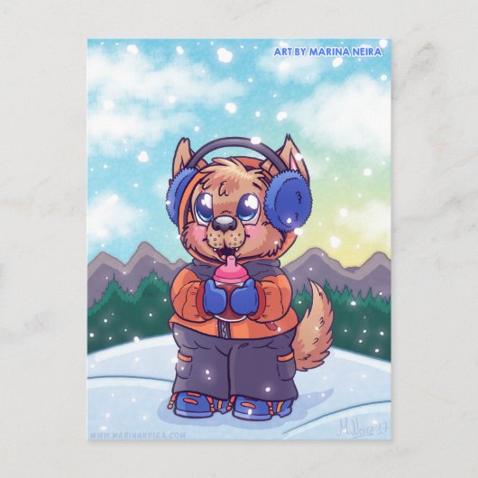 Kiba's Snowy Day Briefkaart (Voorkant)