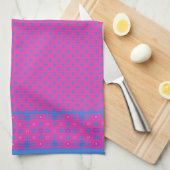 Kichen Towel, Magenta: Helderblauwe Stippen Theedoek (Quarter Fold)