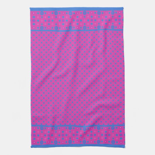 Kichen Towel, Magenta: Helderblauwe Stippen Theedoek (Verticaal)